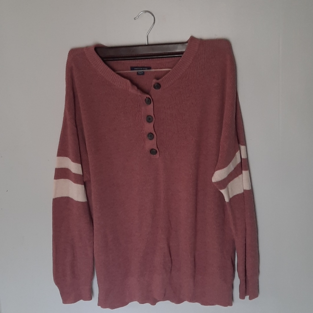 American Eagle button up varsity Henley sweater
